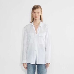 Aritzia Babaton White and Blue Utility Long Sleeve Shirt Size XS NWOT